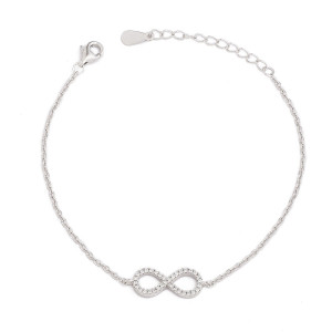 Sterling silver 925°  rhodium cz infinity bracelet