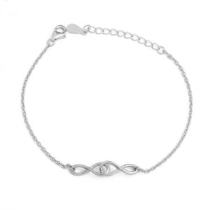 Silver rhodium double infinity bracelet
