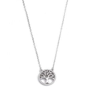 Sterling silver 925° cz tree of life necklace