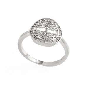 Sterling silver 925° cz tree of life ring 