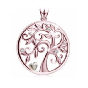 Sterling silver 925° two tone tree of life heart pendant. Chain not included.