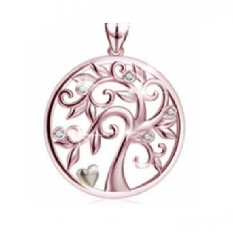 Sterling silver 925° two tone tree of life heart pendant. Chain not included.