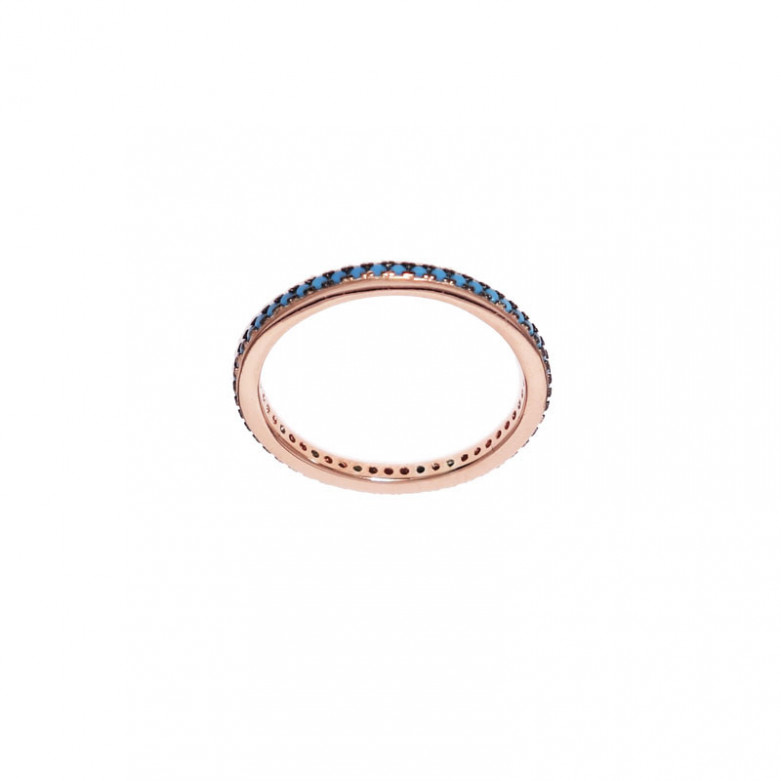 Sterling silver 925° rose plated nano blue  eternity ring