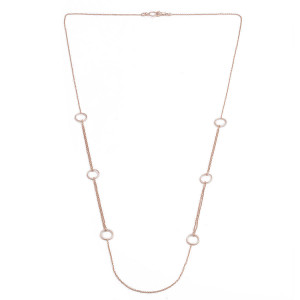 Sterling silver 925° rose plated long necklace with circles