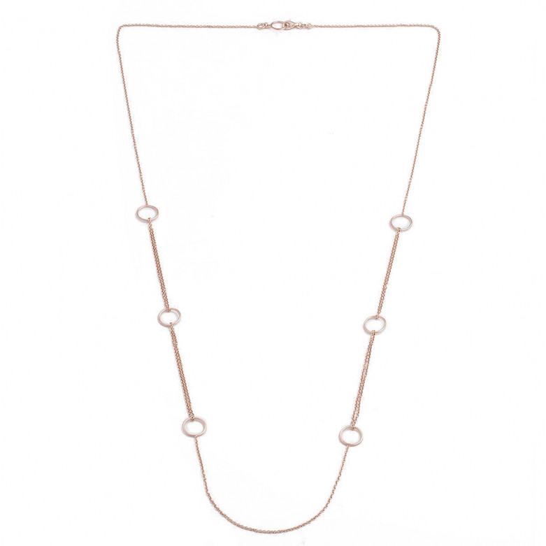 Sterling silver 925° rose plated long necklace with circles