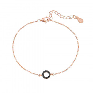 Sterling silver 925°  rose plated black cz circle bracelet