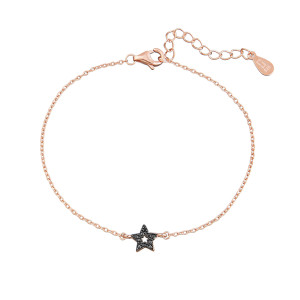 Sterling silver 925°  rose plated black cz star bracelet