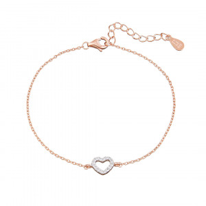 Sterling silver 925°  rose plated cz heart bracelet