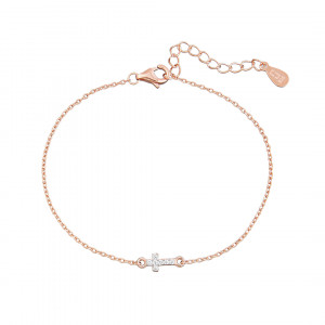 Sterling silver 925°  rose plated cz cross bracelet