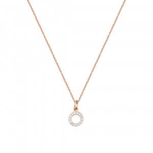 Sterling silver 925° rose plated clear cz circle pendant on a 45cm chain.