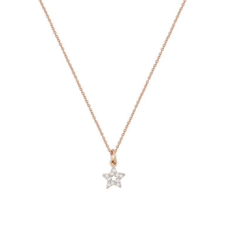 Sterling silver 925° rose plated clear cz star pendant on a 40cm  chain
