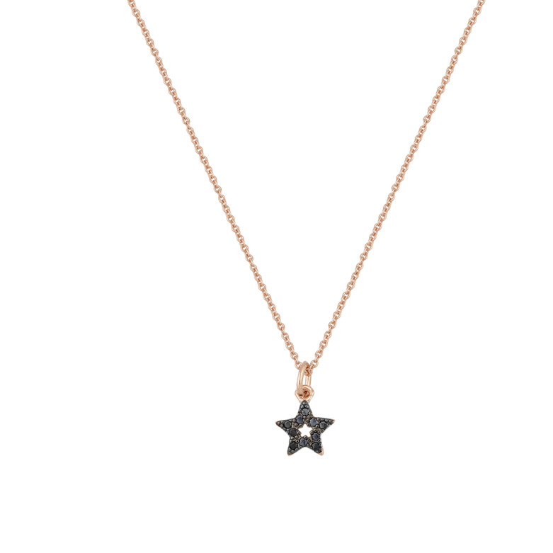 Sterling silver 925° rose plated black cz sstar pendant on a 40cm  chain