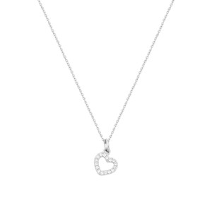 Sterling silver 925° rhodium heart with clear cz  on a 40 cm chain