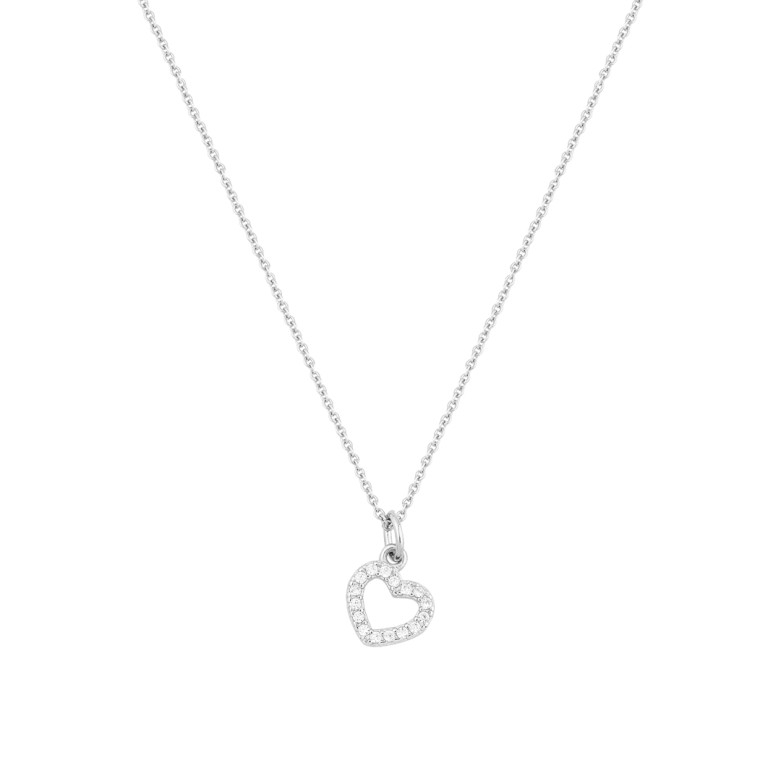 Sterling silver 925° rhodium heart with clear cz  on a 40 cm chain