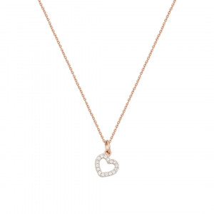 Sterling silver 925° rose gold heart with clear cz  on a 45 cm chain