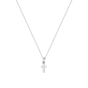Sterling silver 925° rhodium cz cross pendant on a 40cm chain