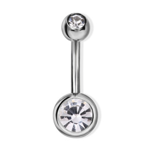 Belly ring , banana double crystal clear