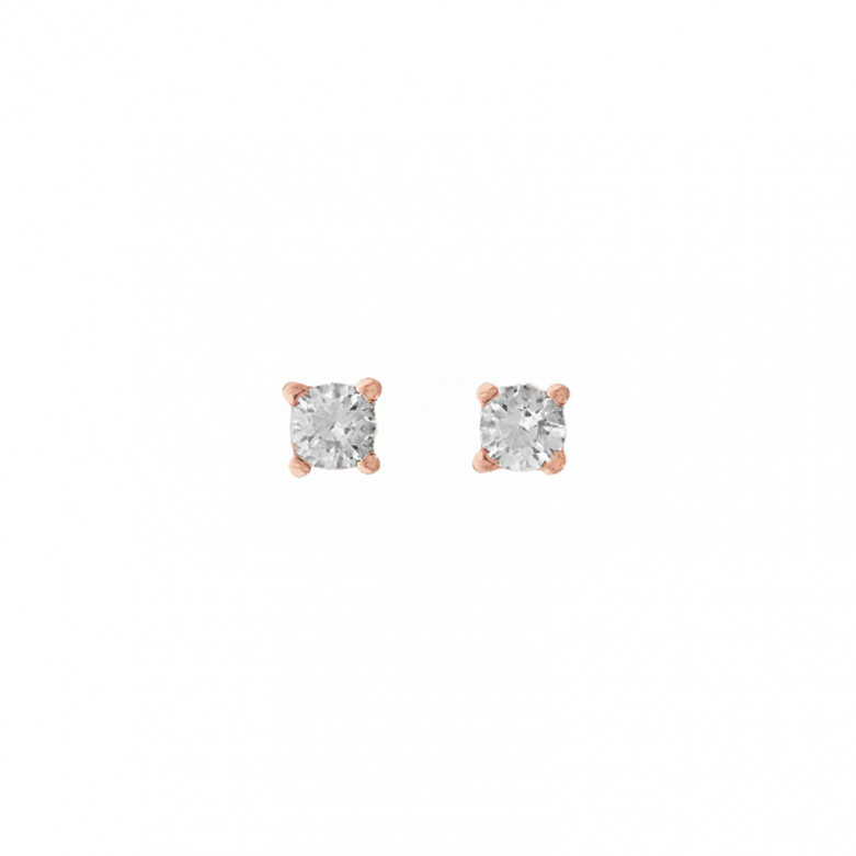 Sterling silver 925° 4mm rose plated cz studs.