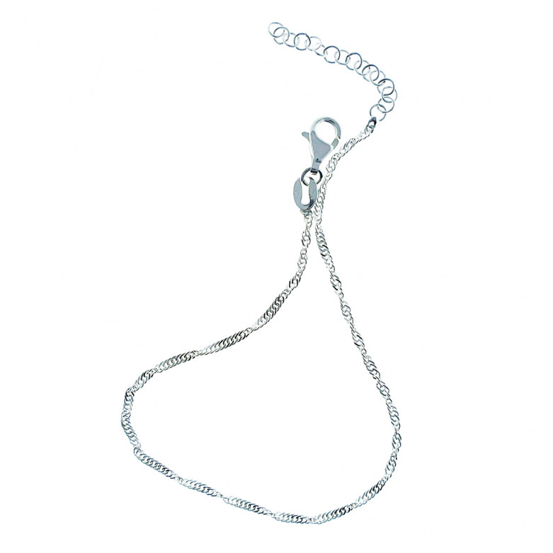 Sterling Silver 925°. Singapore 21 to 24 cm anklet.