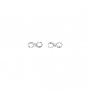 Sterling silver 925°. Cz infinity stud earring (half cz)