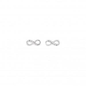 Sterling silver 925°. Cz infinity stud earring (half cz)