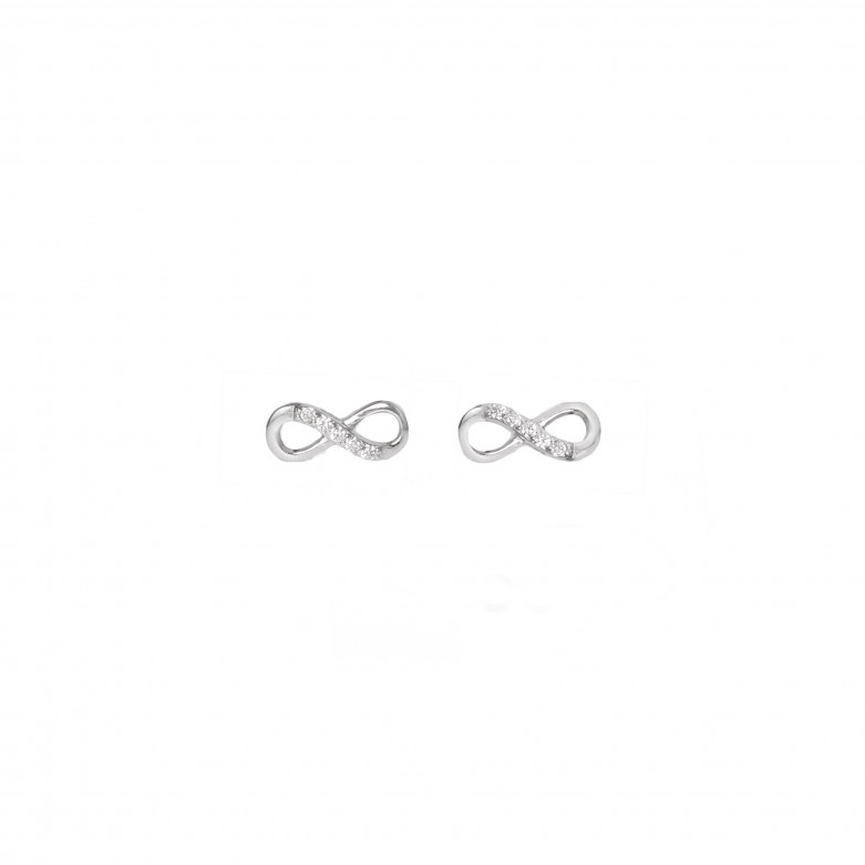 Sterling silver 925°. Cz infinity stud earring (half cz)