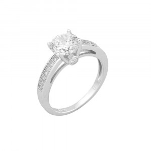 Sterling silver 925° solitare ring with side cz 