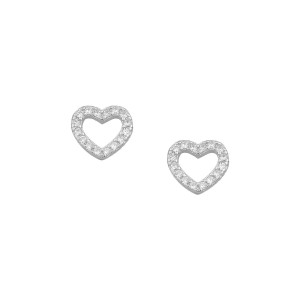 Sterling silver 925°. Clear cz heart earring