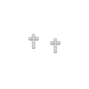 Sterling silver 925°. Clear cz cross earring