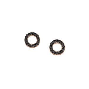 Sterling silver 925°. Rose plated black cz circle earring