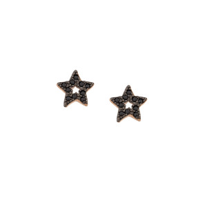 Sterling silver 925°. Rose plated black cz star earring
