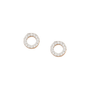 Sterling silver 925°. Rose plated clear cz circle earring