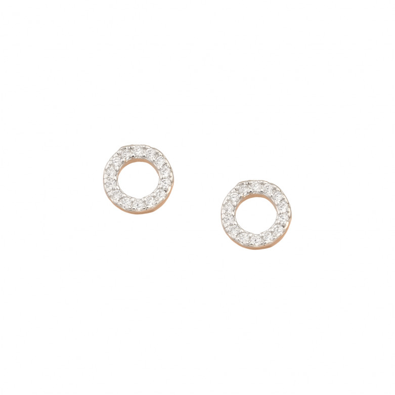Sterling silver 925°. Rose plated clear cz circle earring