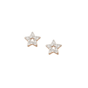 Sterling silver 925°. Rose plated clear cz star earring