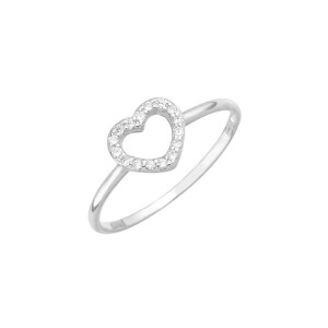 Sterling silver 925° clear cz heart ring
