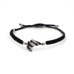 Silver cz zebra africa cord bracelet