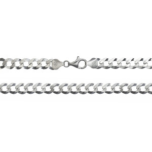 Sterling Silver 925°.Flat round curb chain 65cm, 160 gauge