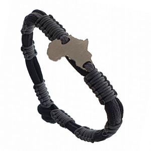 J4 paracord stainless steel africa bracelet grey outer grey center cord over black para cord