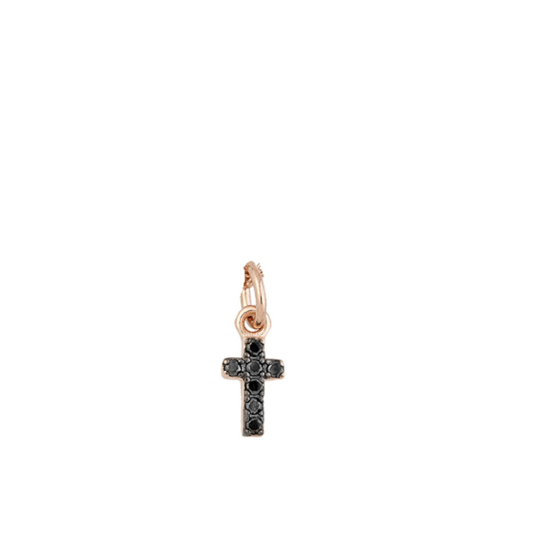 Silver rose plated black cz cross pendant