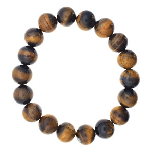 Semi precious 12mm tiger eye round bead bracelet