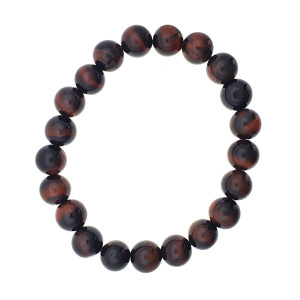 Semi precious 10mm tiger eye red round bead bracelet