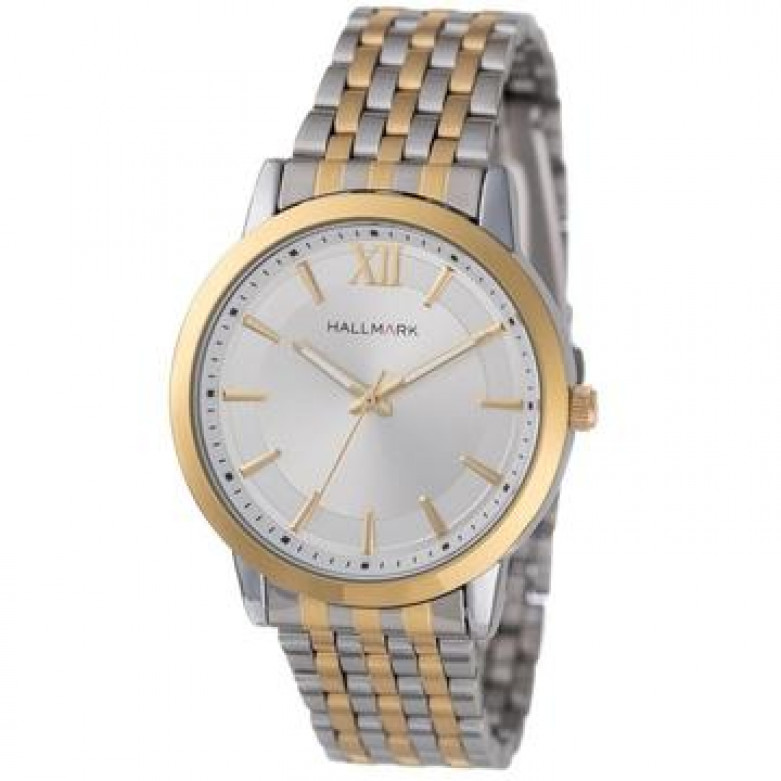 Hallmark mens two round silver wrist watch