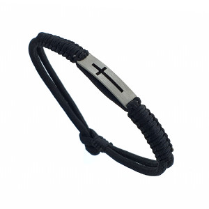 J4 Paracord full black cord with a stainless steel cross