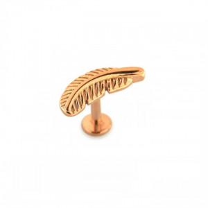 Rose gold leaf Surgical Steel Helix Tragus Piercing Ear Stud. 316L Surgical Steel. 1.2 x 6mm. Priced per piece.