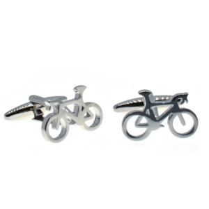 Cycling bike cufflink. Material (rhodium plated brass)