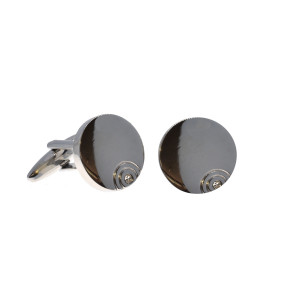 Cufflink with a clear crystal. Material (rhodium plated brass)