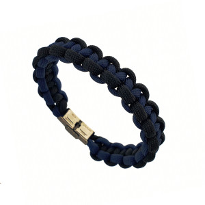 J4 Black and Dark Blue Paracord survival bracelet with a stainless steel polished clasp. 