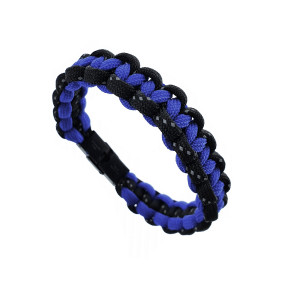 J4 Electric Blue, & reflective Black Paracord survival with a black stainless steel clasp.