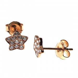 9ct Rose gold cz pave star stud earring