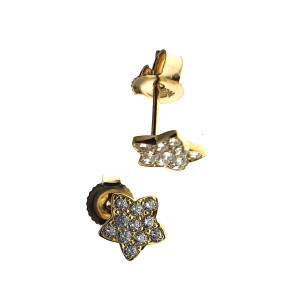 9ct yellow gold pave star stud earring.
